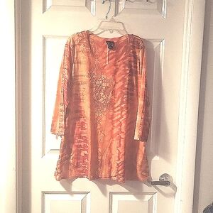 New Directions 3/4 sleeve  blouse with beading on front XL